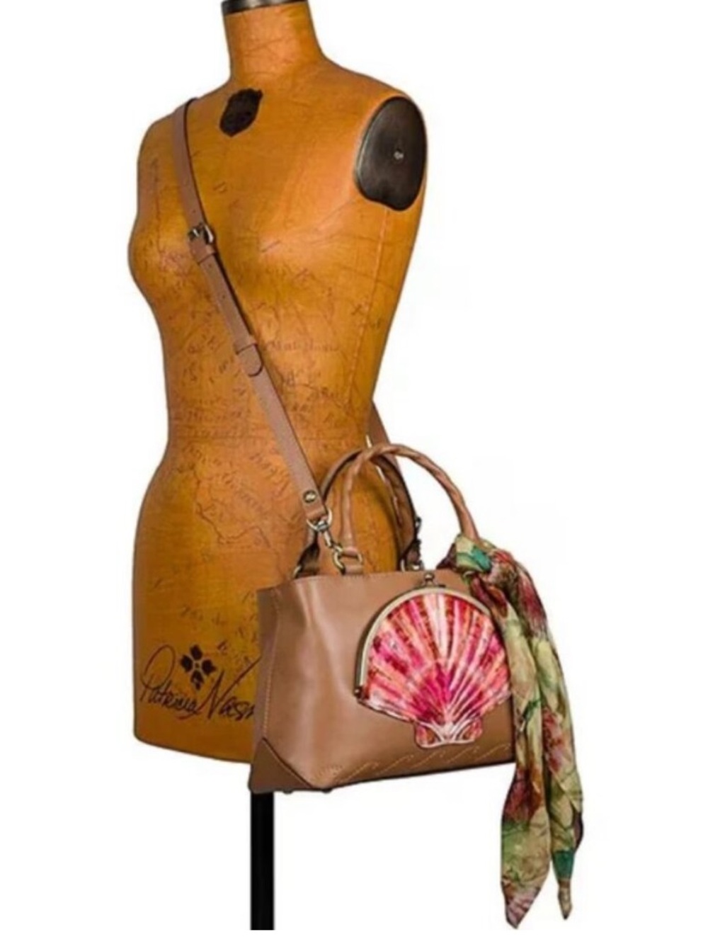 Patrica Nash Angela Leather Satchel with Seashell Scarf Tooled - NWT - Picture 10 of 10